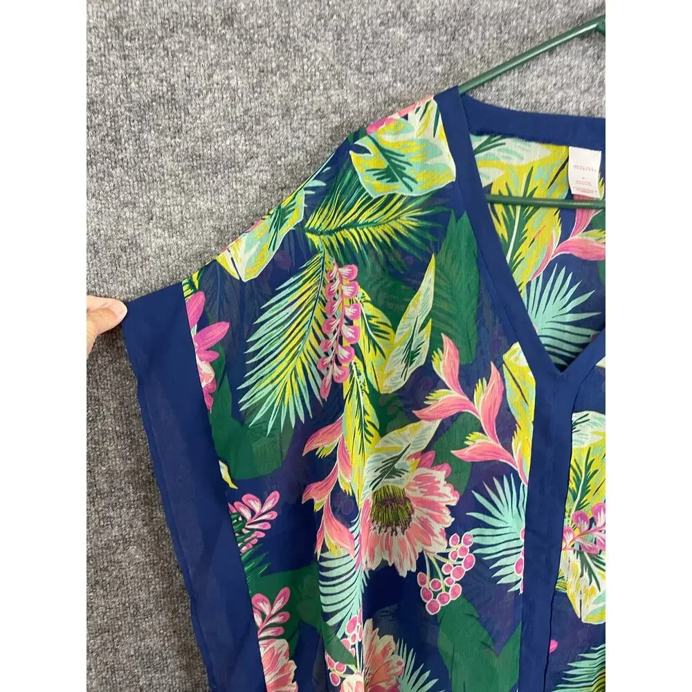 Merona Swim Coverup Women's XL Floral Pattern‎ Kamono Style